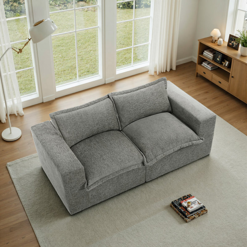 Canapé modulaire rembourré en chenille 2 pièces avec dossier rembourré 2 pièces - entièrement comprimé, aucun assemblage requis