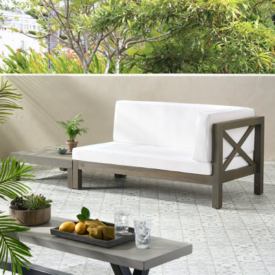 Seana Outdoor Acacia Wood Loveseat And Coffee Table Set With Cushion by Gracie Oaks