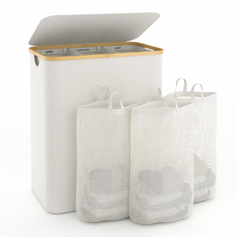 Très grand panier à linge 160L, Gris foncé