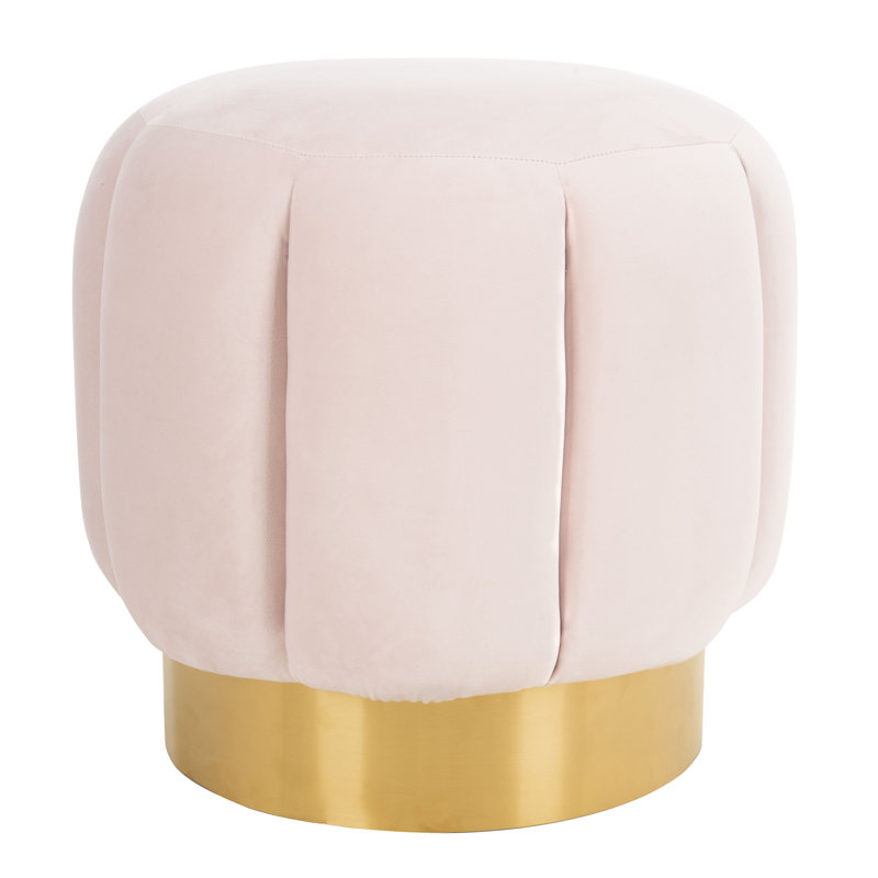 Maxine Round Ottoman, Light Pink Velvet