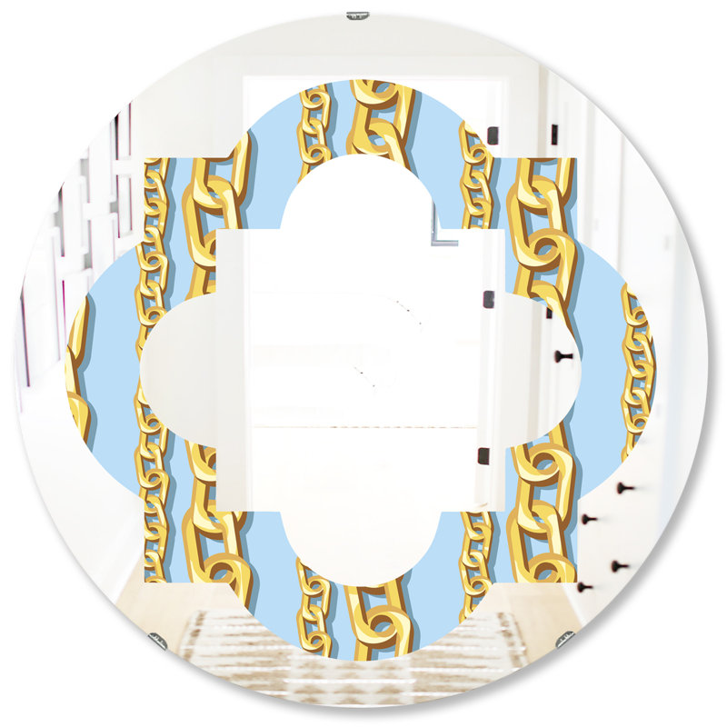 Miroir mural moderne sans cadre à motif chaîne quadrilobe, 23,6 po x 23,6 po