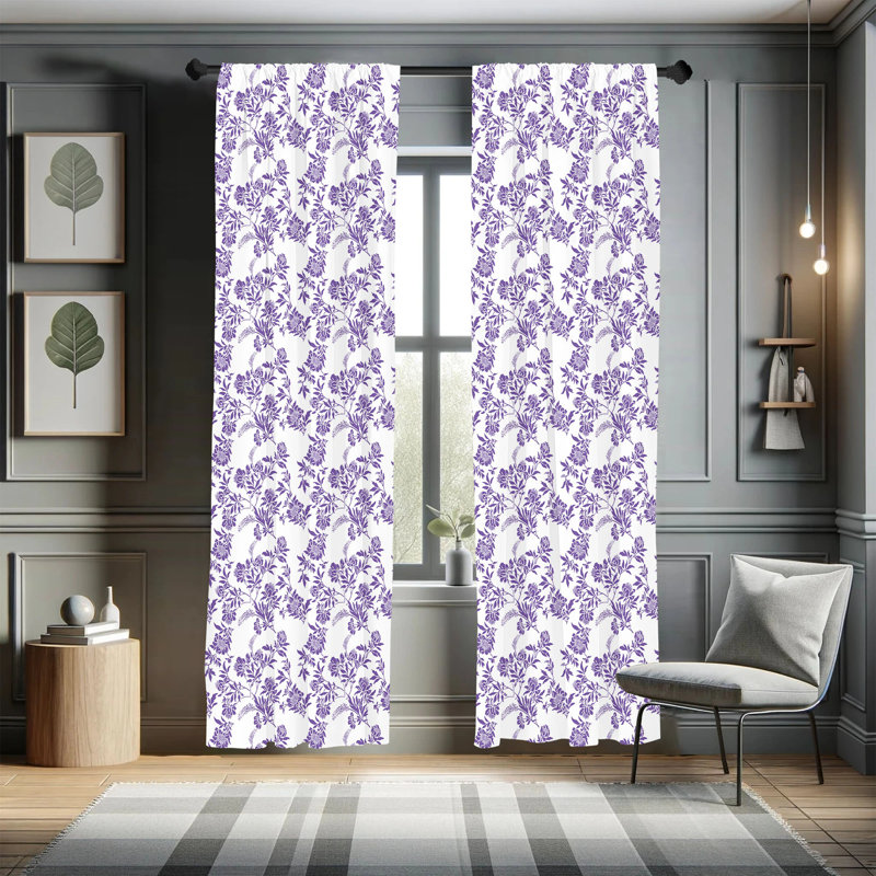 Floral Semi-Sheer Rod Pocket Curtain Panels, 28" x 84"