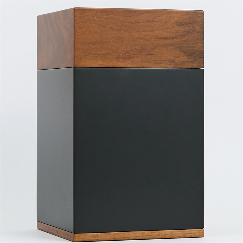Handcrafted Black and Walnut Wood Cremation Urn Box