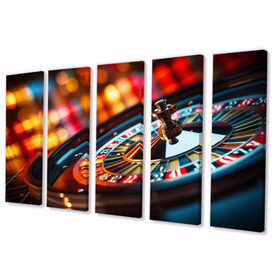 Casino Royale Roulette IV - Salon de jeu mural et jeux de casino - 5 panneaux égaux