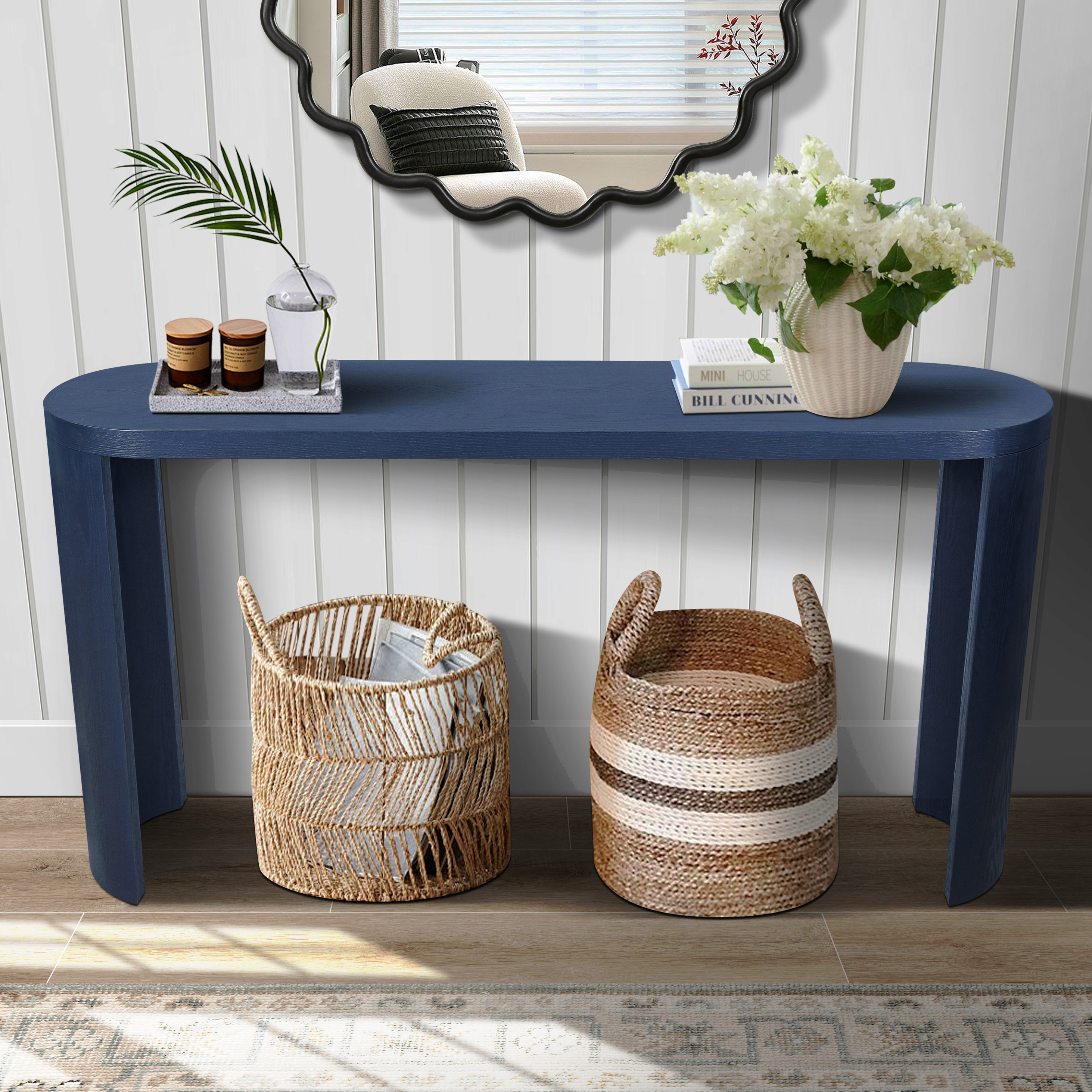 Hokku Designs 60'' Thick Top Entryway Table, Curved Legs, Support The ...