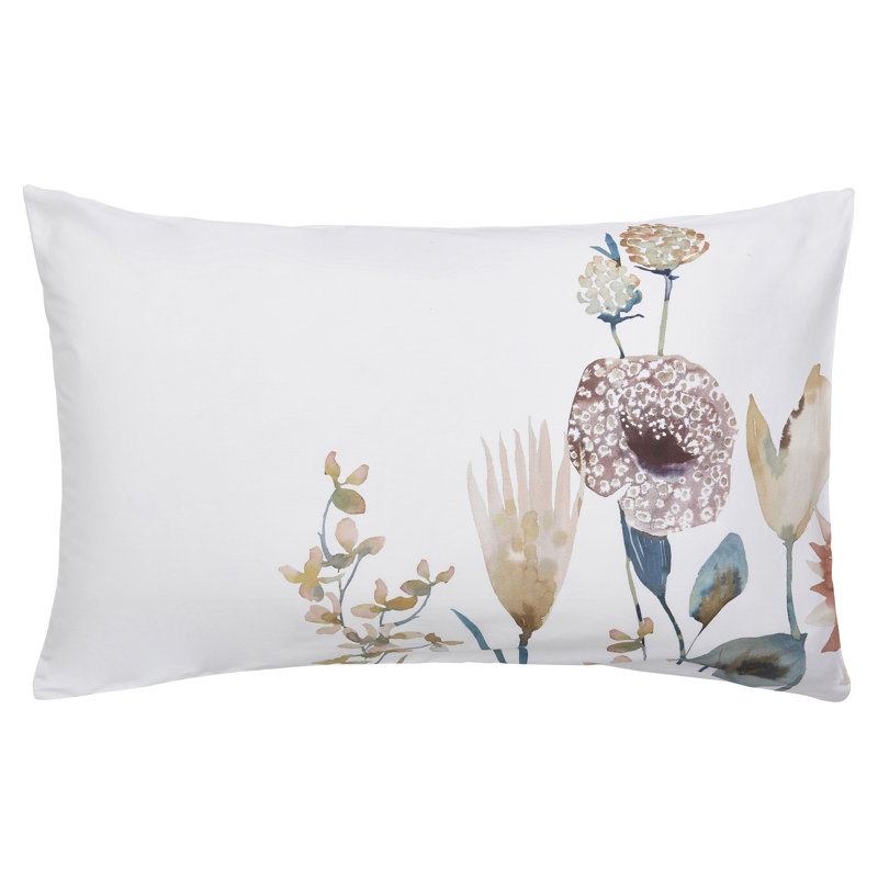 Oceania Sandstone Standard 220 Thread Count Floral Satin Pillow Case