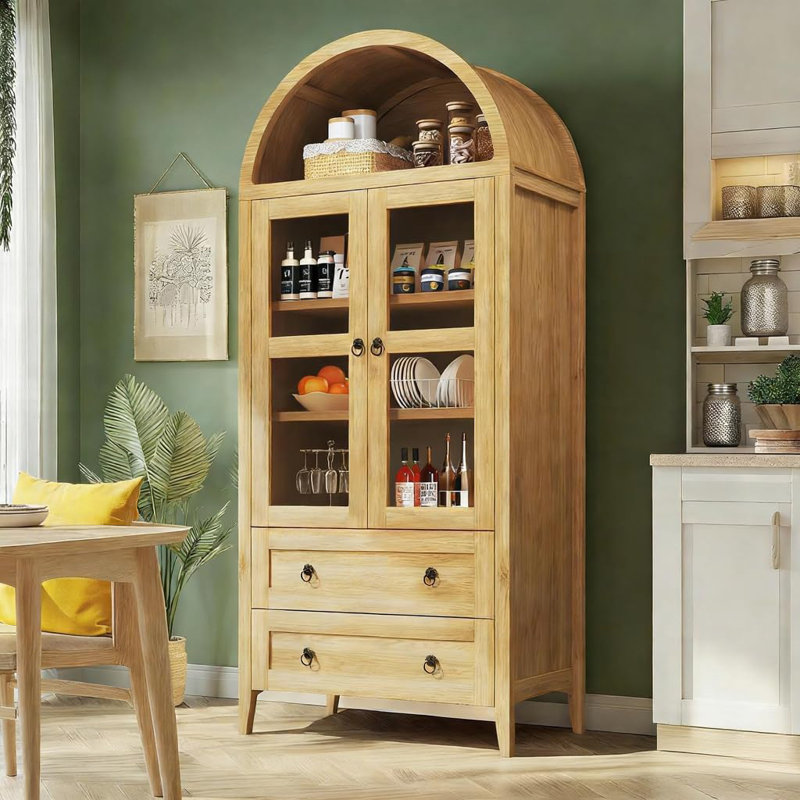Armoire de rangement arquée pour garde-manger, Naturel
