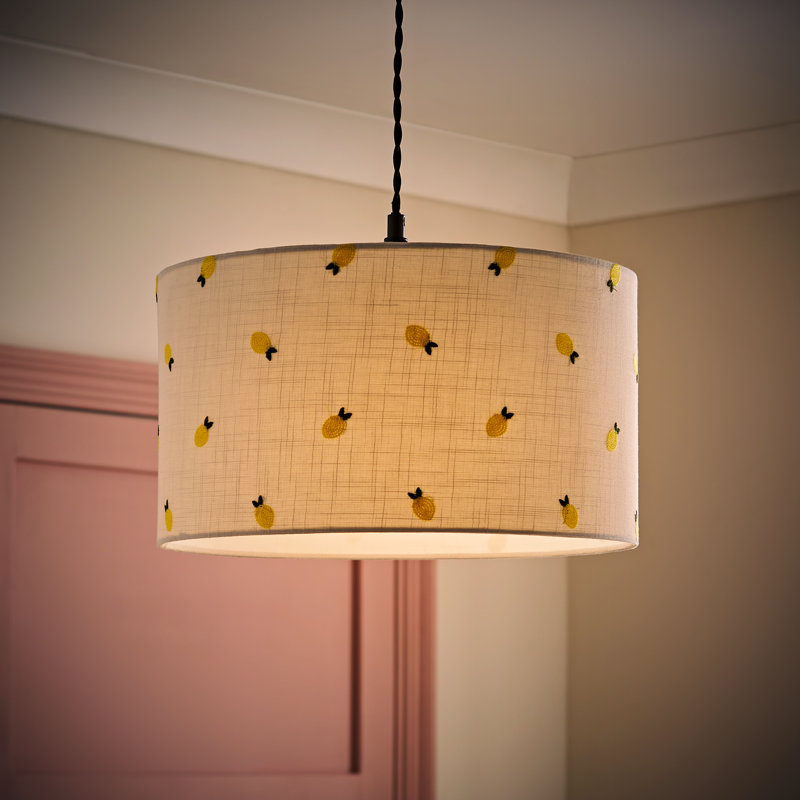 20cm H Fabric Drum Lamp Shade ( Slip-On ) in Cream