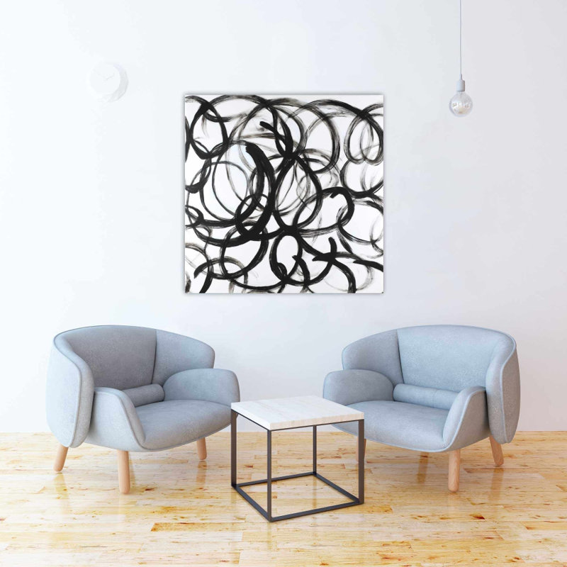 Abstract Curly Lines - Black Canvas Home Decor Pattern