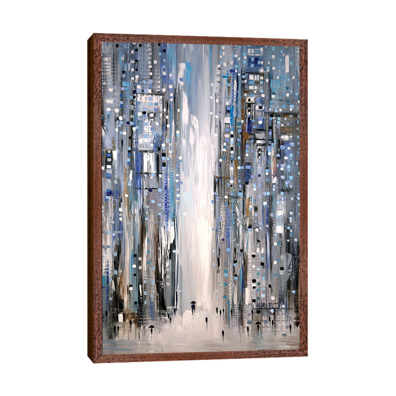 Together Under One Umbrella by Ekaterina Ermilkina - Painting on Canvas, Classic Brown Wood Framed, 66.04 cm H x 45.72 cm W