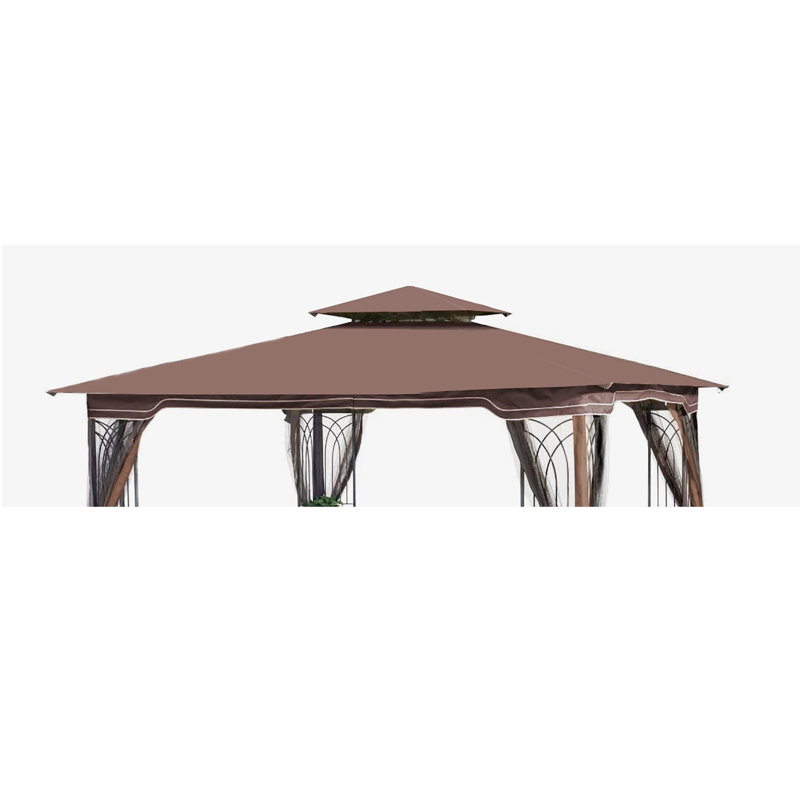 Stephanus Double Roof Replacement Top Fabri 10 Ft. W x 10 Ft. D Steel Gazebo, Brown