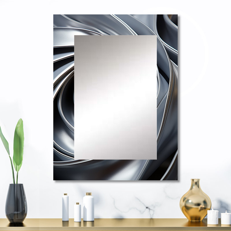 Abstrait gris en spirale abstraite - miroir abstrait en spirale, miroir mural décoratif moderne, impression d'art en métal