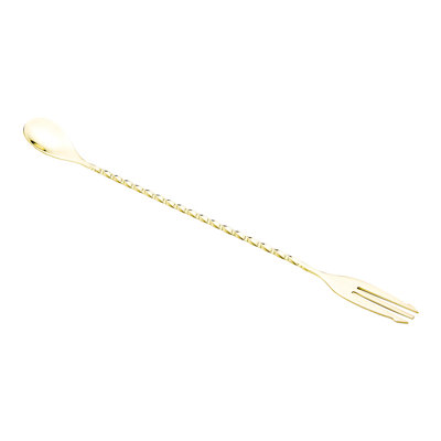 Cuillère à bar Trident en acier inoxydable plaqué or 12 po Bar Lux