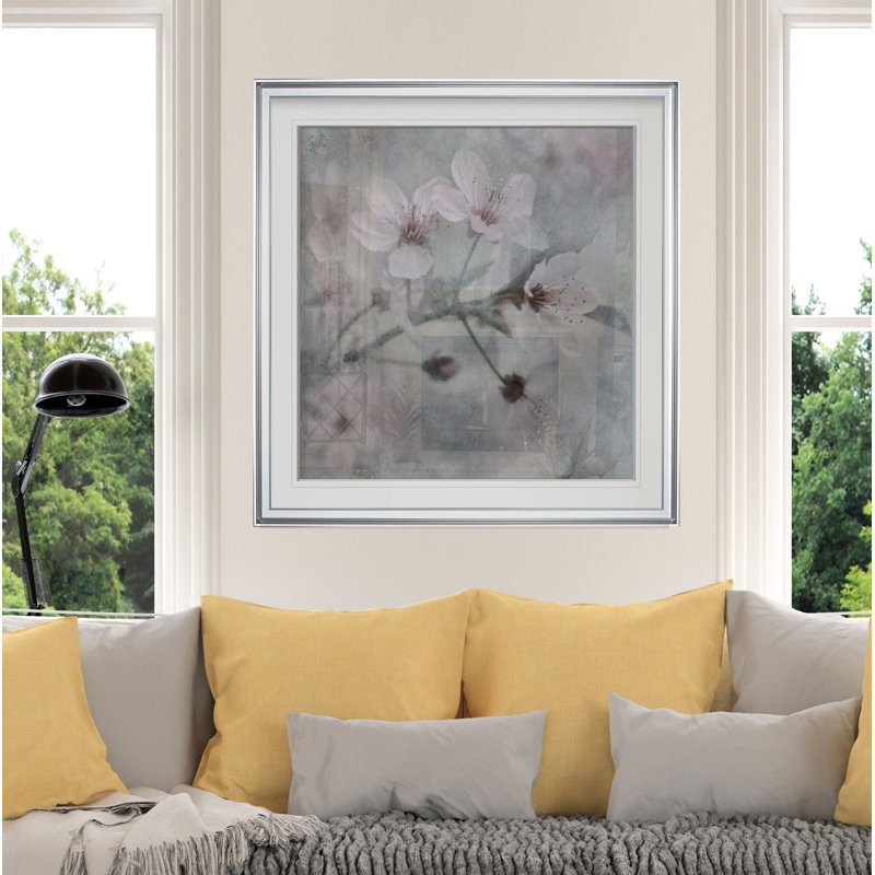 « spring melody i », peinture, H 16 po x l 16 po x P 2 po, Cadre argenté