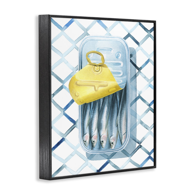 Art géométrique de sardines par Grace Popp, Giclée encadrée noir minuit, H 14 po x l 11 po