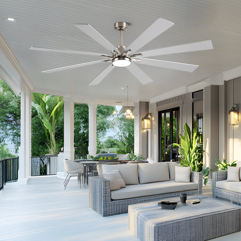 8-blade Ceiling Fan With Remote, Led Light, Reversible Motor – Dual-finish, Oak wood, 62"
