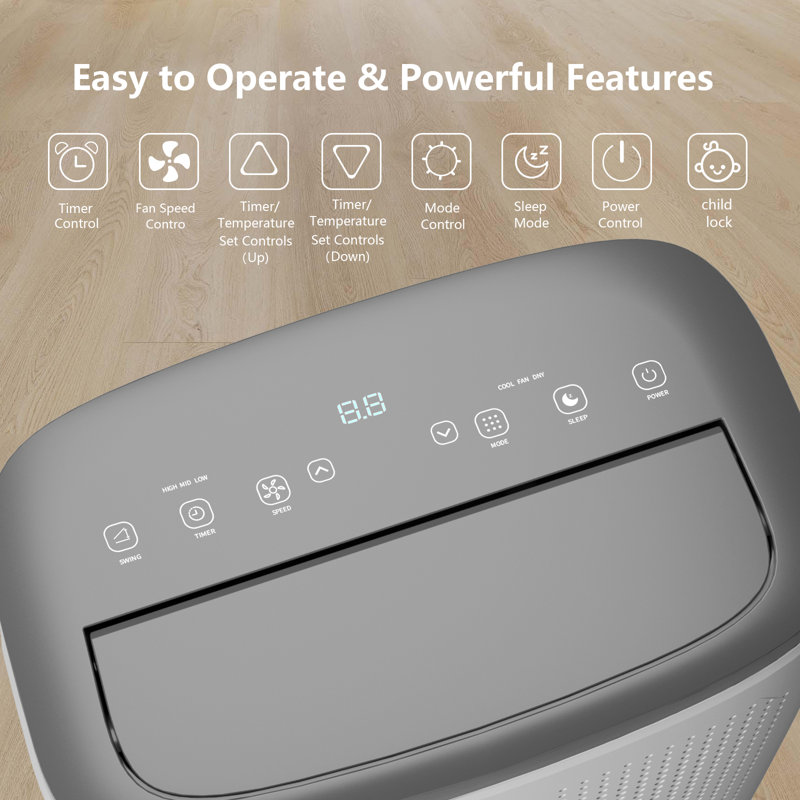 Climatiseurs portatifs 14 000 BTU, climatiseur 3-en-1, télécommande