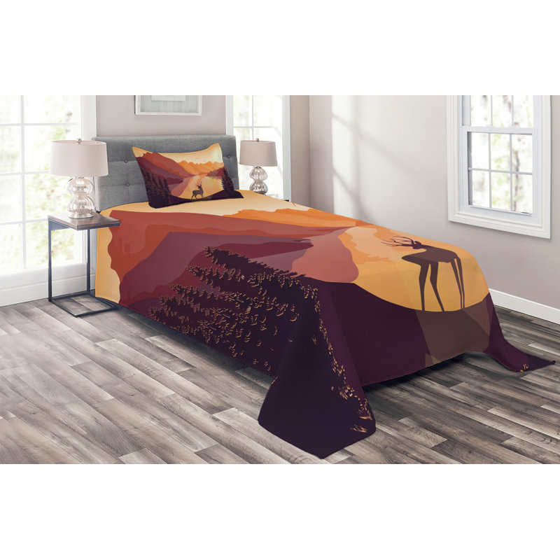 Rustic Polyester Coverlet, Twin Bedspread + 1 Sham