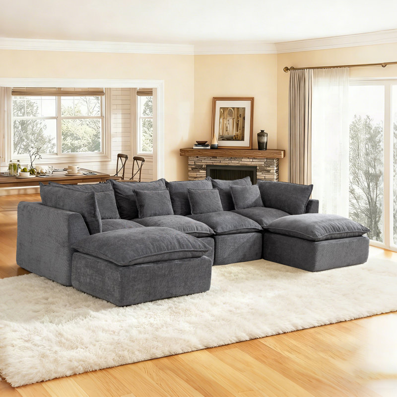 Canapé modulaire Chifley, Velours gris velours