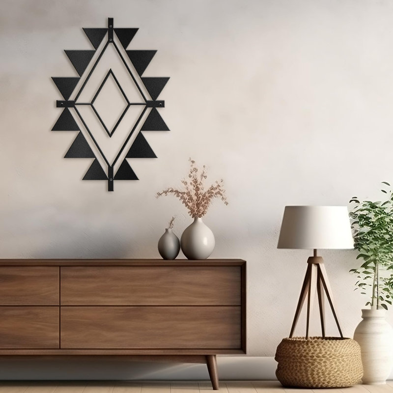 Décoration murale en métal, H 24 po x l 12 po x P 0,05 po, Noir