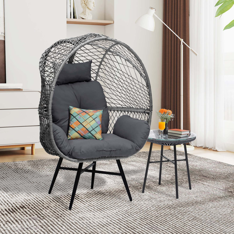 Chaise Egg avec table de bout, Gris