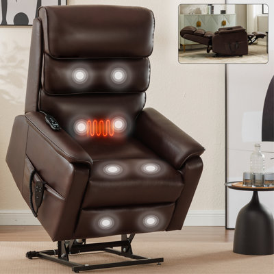 Emerson Dual Motor Power Lift Recliner Chair with Massage, Lumbar Heat & Power Remote
