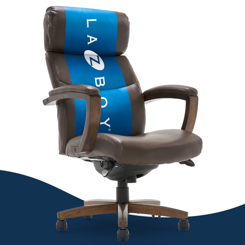 Modern Executive High-Back Brown Leather Swivel Chair with Lumbar Support