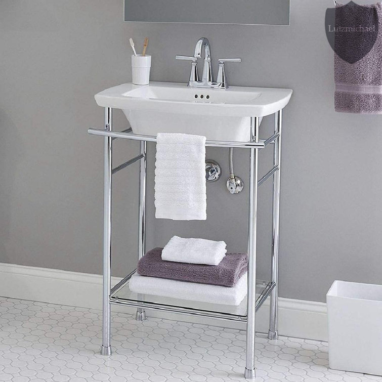 White Rectangular Console Bathroom Sink with Overflow (Only Sink ) 