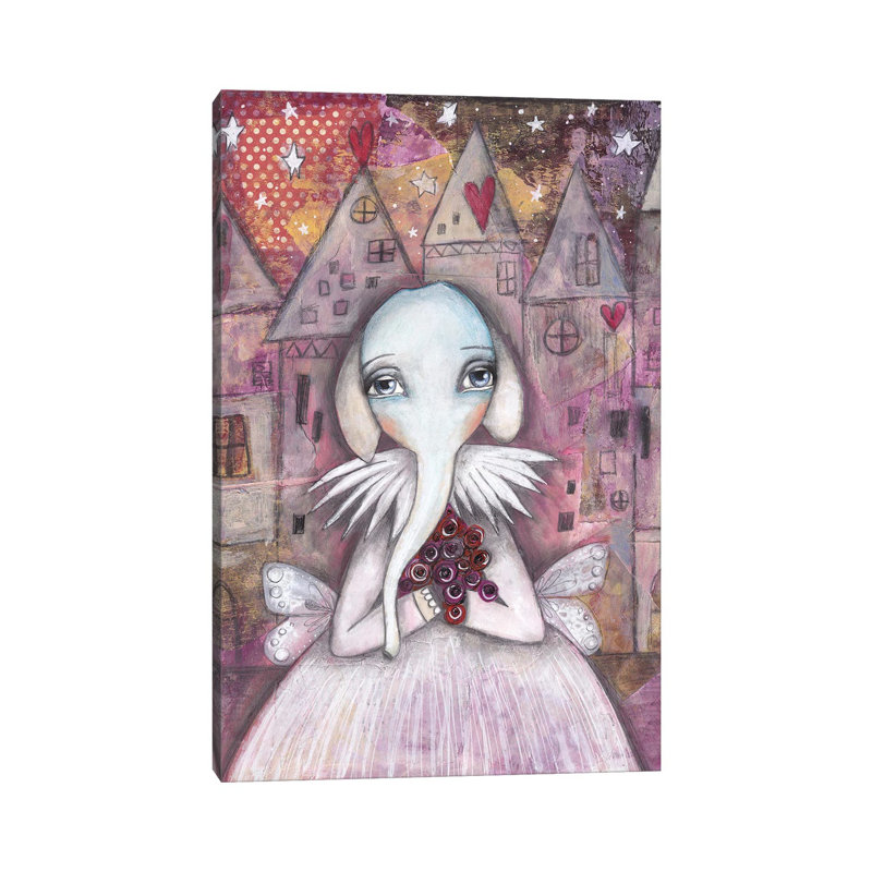 Elephant With Roses by Tamara Laporte - Print on Canvas, 66.04 cm H x 45.72 cm W x 1.91 cm D, Wrapped Canvas