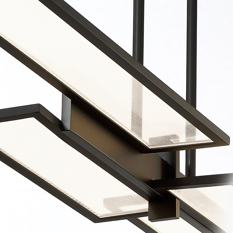 Luminaire suspendu géométrique 1 lumière DEL à 1 lumière, Noir mat