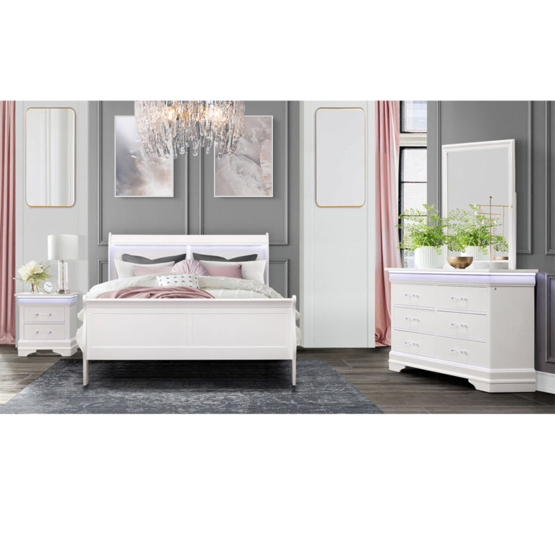 CHARLSTON BLANC, LIT PLEIN AVEC DEL, Lit double, Blanc