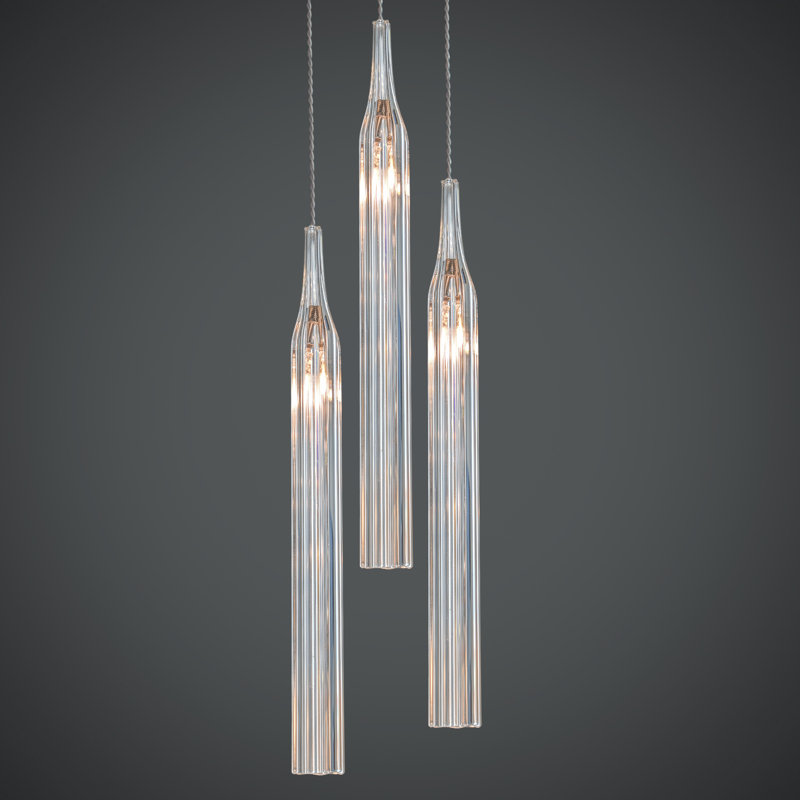 Mont Blanc 3 Lights Chandelier, Satin Nickel
