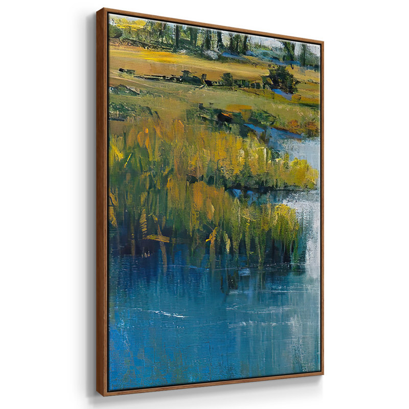 Marshland View III, ensemble de 3 toiles encadrées, Cadre noyer, H 24 po x l 48 po x P 2 po