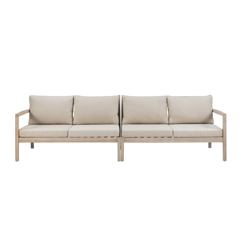 Amina 54'' Wide Outdoor Solid Wood Acacia Loveseat, Beige