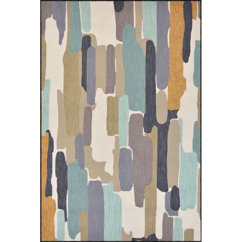 Bordered Flowing Framed Pattern Woven Base and Washable Area Rug, Rectangle 3'11" x 5'11"