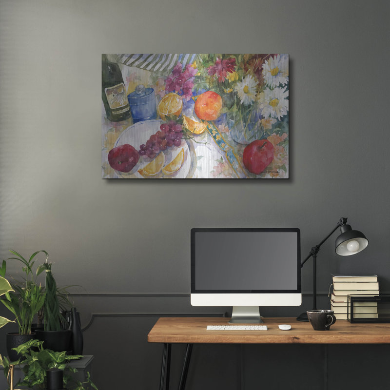 «Fabric, Fruit And Flowers» par Annelein Beukenkamp, art mural en métal, H 24 po x l 36 po