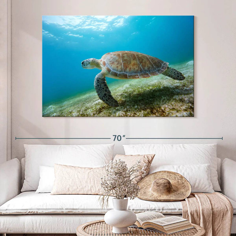 Tortue imbriquée en mouvement, H 34 po x l 51 po