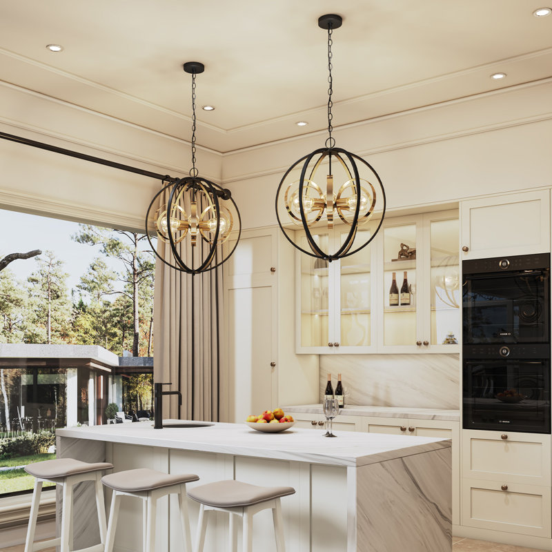Artistic 6-Light Sputnik Sphere Chandelier, Dimmable Ceiling Fixture with Geometric Design for Dining Room, Living Room & Entryway