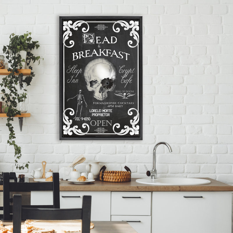 Cadre flottant avec tête de mort Spooky, conception de Sasha, H 31 po x l 21 po, Cadre flottant noir de jais