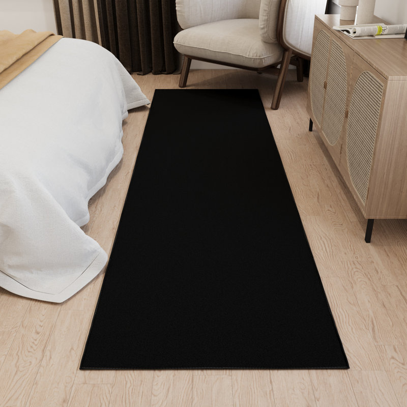 Ottohome Black Runner Rug, Runner 2'7" x 9'10", Black