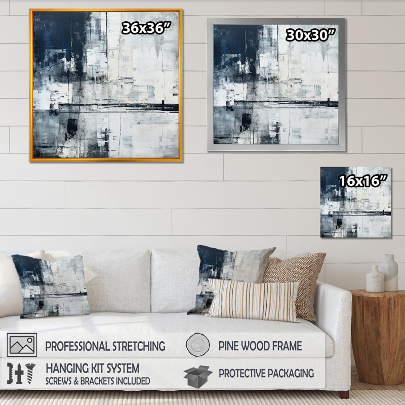 Paysage urbain noir et blanc - Expression d'art sur route IV, H 30 po x l 30 po x P 1 po, Toile tendue