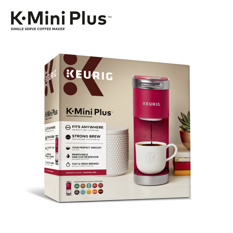 Cardinal Red Compact Single Serve Coffee Maker with Silver Accents