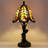 Small Tiffany Lamp Mini Purple Maple Leaf Stained Glass Table Lamp Desk Light 8X8X15.5 Inches with Resin Flower Base