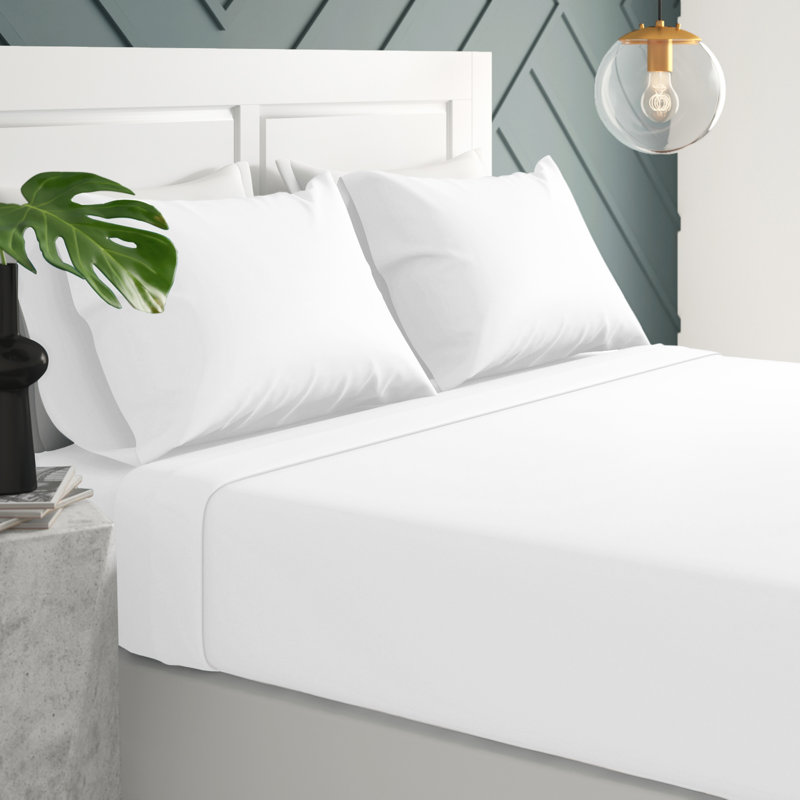  1500 Thread Count Microfiber Sheet Set, White, Queen