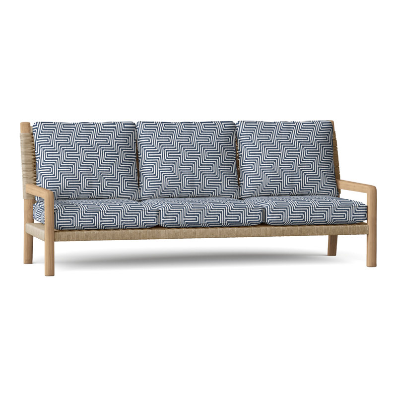Hudson Outdoor 3 - Seat Patio Sofa, Natural Cord, Perigold Key Figure Indigo