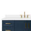 Ensemble de meuble-lavabo simple 55 po en bois massif bleu minuit avec plateau en quartz blanc pur 1,5 po Freitas-421849407-421849345-489904224