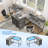 L Shaped Desk With Power Outlets & LED Lights, Computer Desk With Drawers & Shelves, Corner Desk Gaming Desk Home Office Desk, Oak-772646632-772646634