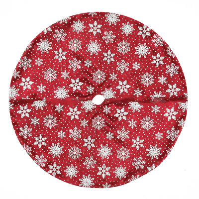 Mini jupe d'arbre de Noël en forme de flocon de neige rouge et blanc 20 po