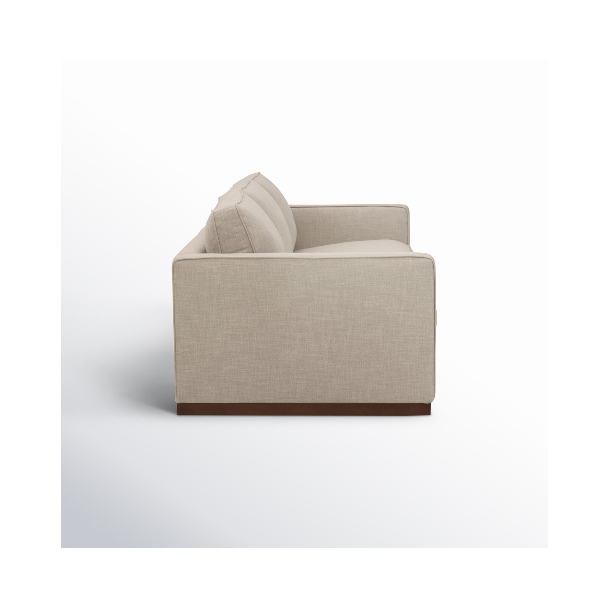 Bobbi 87'' Upholstered Sofa , Walnut, Effie Flax Performance Linen