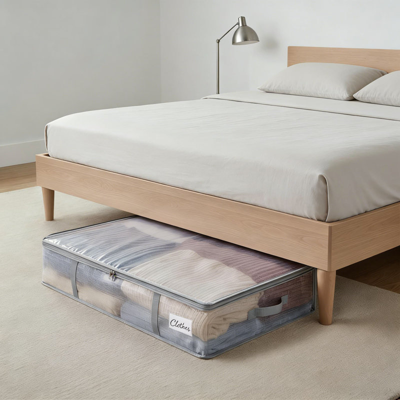 Clear Under Bed Storage Containers With Zippers, 90L Extra Large Underbed Organizer Bins For Blankets, Clothing, Pillows, And Seasonal Items, Sturdy Handle Design